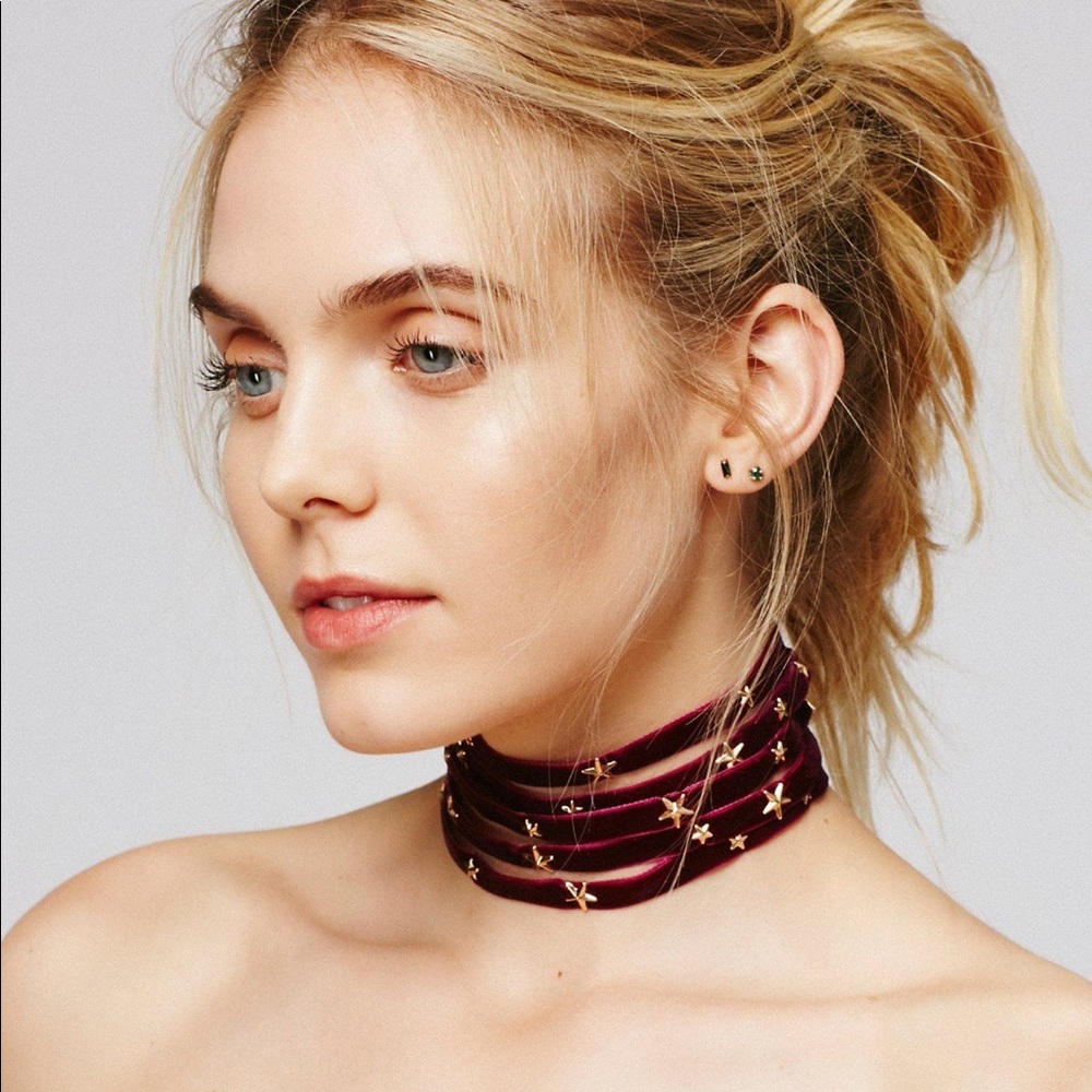 Free People stacked star velvet choker